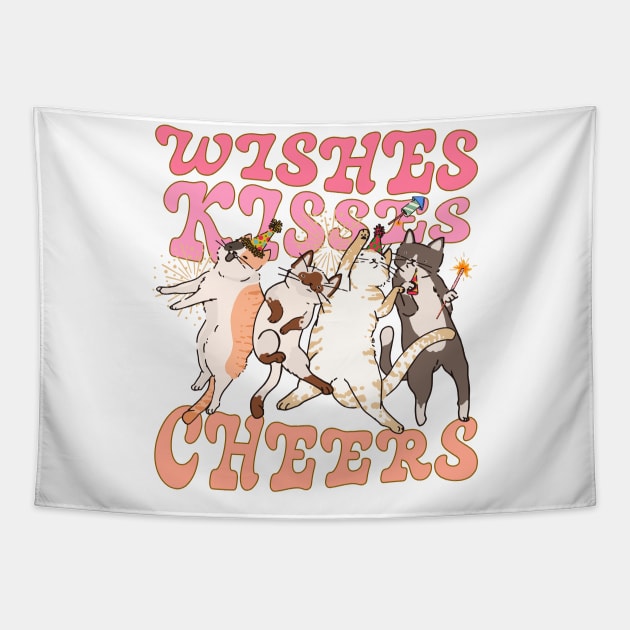 Dancing Cats Christmas New Years Eves Party Cat Moms Dads Tapestry by SilverLake