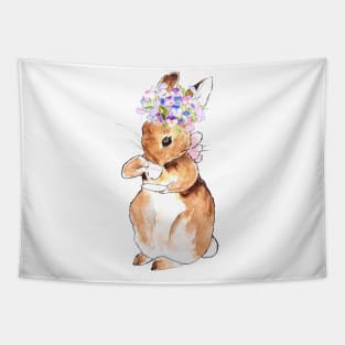 cute rabbit drinking tea Tapestry