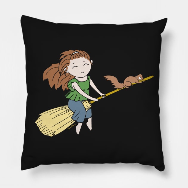 Broom Witch - by Jenn Atkins Pillow by sadicus