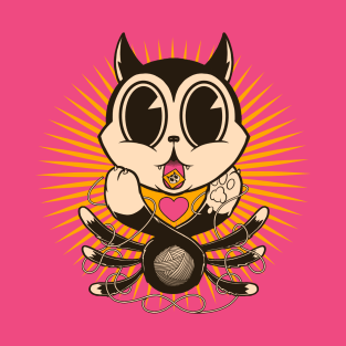 The Legend of Acid Kitty Pt. 1 - Hollow Heart Version Cute Retro Tripping Kitten Cartoon T-Shirt T-Shirt