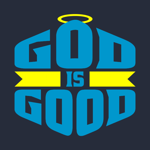 God is Good Blue and Yellow Halo Christian by teevisionshop