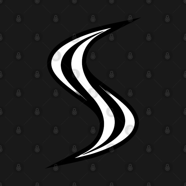 Smellville ‘S’ Logo White with Black Outline by MOULE