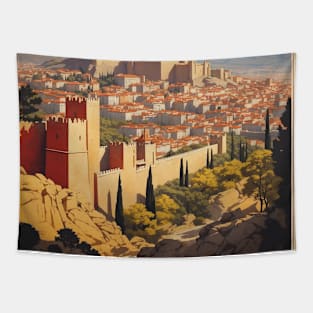 Walls of Avila Spain Travel Tourism Retro Vintage Tapestry