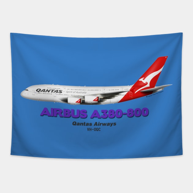 Airbus A380-800 - Qantas Airways Tapestry by TheArtofFlying