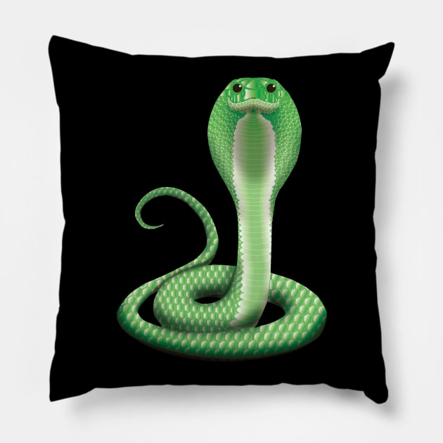 Green Cobra Pillow by Wickedcartoons