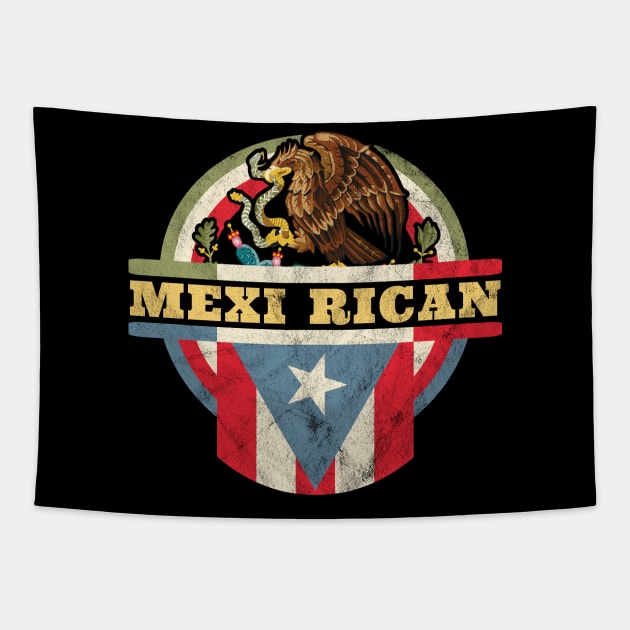 Mexi-Rican: Mexico Puerto Rico Flag Mexican Mexirican Retro Tapestry by OrangeMonkeyArt