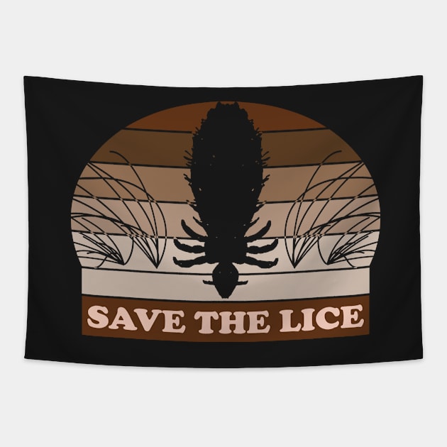 Retro 70's 80's Vintage Save The Lice Tapestry by pelagio