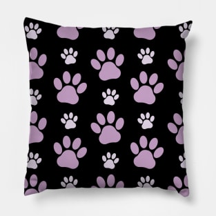 Pattern Of Paws, Lilac Paws, Dog Paws, Paw Prints Pillow