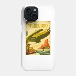 Papua New Guinea Plane Vintage Travel Art Poster Phone Case