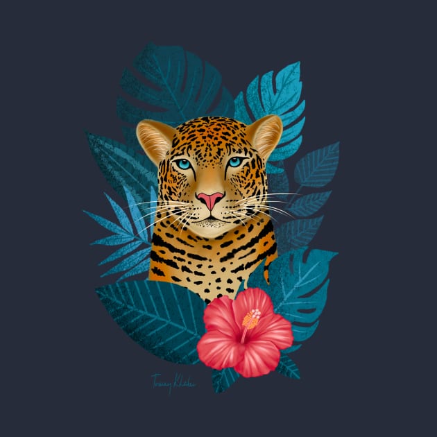 Tropical Jungle Leopard | Blue by Tracey Khalei