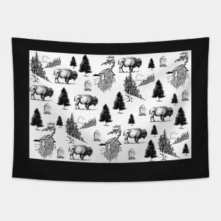 Out West | Black and White Mountain Pattern Tapestry