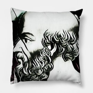 Eratosthenes of Cyrene Black and White Portrait | Eratosthenes of Cyrene Artwork 3 Pillow