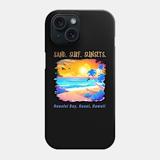 Hanalei Bay, Kauai, Hawaii - Sand Surf Sunsets - Beach Phone Case