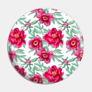 Peonies on white pattern Pin