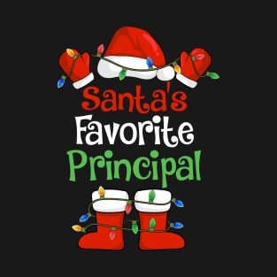 Santa's Favorite Principal Funny Christmas Pajamas T-Shirt