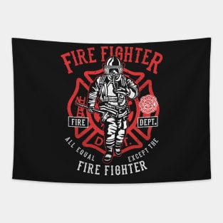 Fire Fighter Fire Department All Equal Except The Fighter Crest Emblem Tapestry