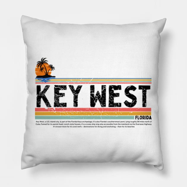 Key West,Florida Island gift  art 90s style retro vintage 80s Pillow by graphicaesthetic ✅