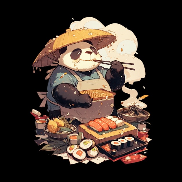 Panda making Sushi - Panda Bear Japanese by Anassein.os