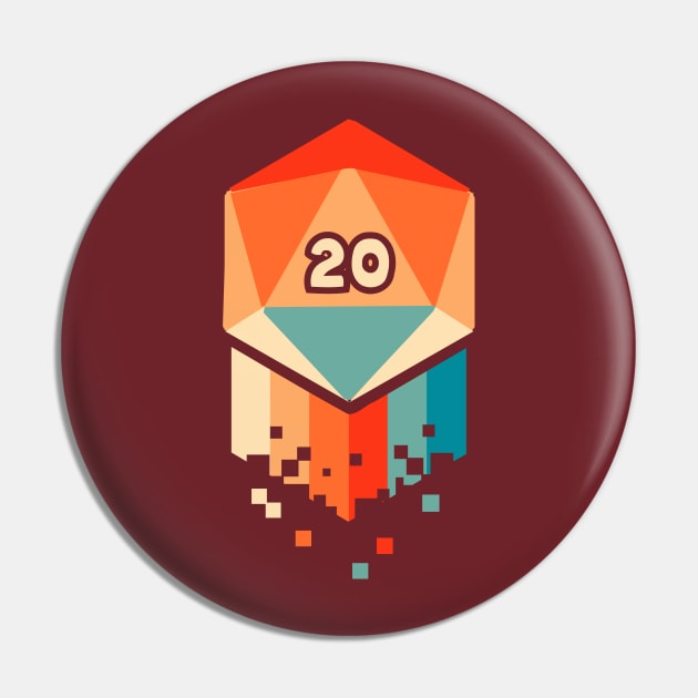 Groovy Retro D20 Flat Pin by artlahdesigns