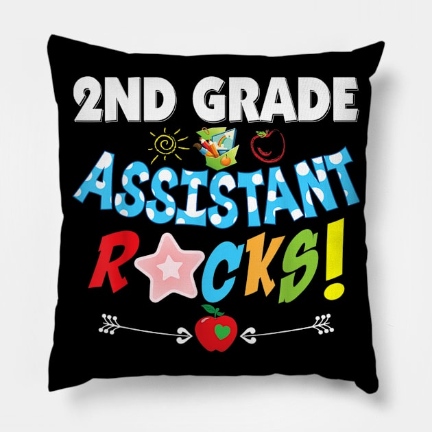 2nd Grade Assistant Rocks Second Teacher Back To School Pillow by FONSbually