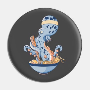 Octopus eating ramen Pin