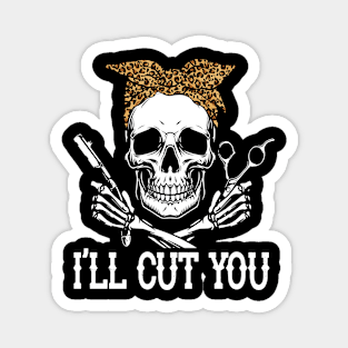 Skull Girl Hairdresser Funny Magnet