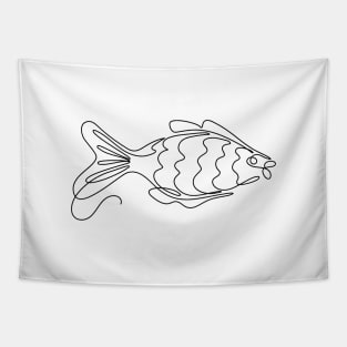 Continuous one line art drawing fish Tapestry