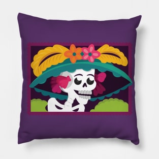 Mexican Day Of The Dead Catrina Skull / Traditional Cultural Icon in México by Akbaly Pillow