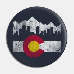 Vintage State of Colorado Flag Skyline Pin