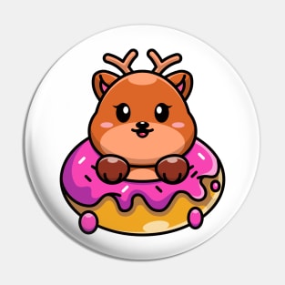 Cute baby deer with doughnut cartoon Pin