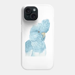 indigo glossy black cockatoo watercolor portrait Phone Case