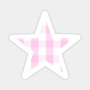 Soft Pink and White Buffalo Plaid Star Magnet