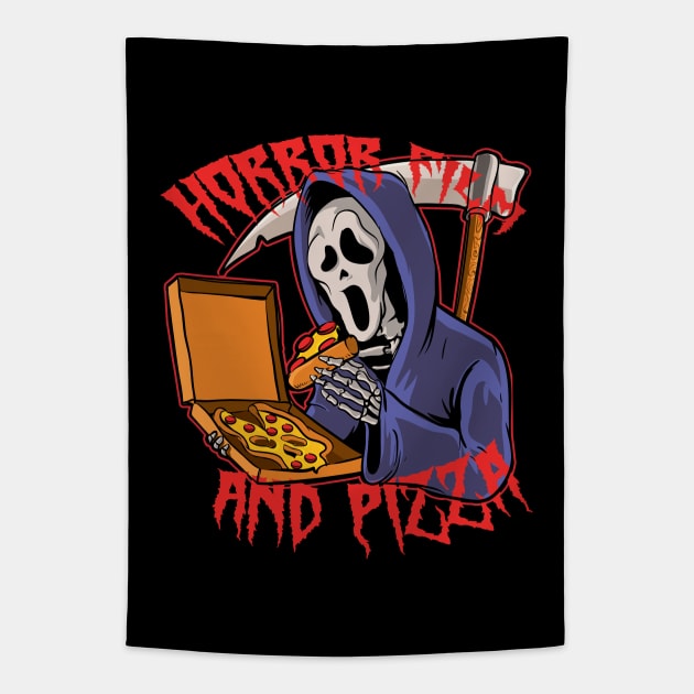 Horror Movie and Pizza ( Creepy Halloween Vibe ) Tapestry by Wulfland Arts