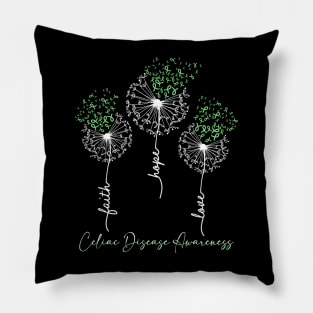 Celiac Disease Awareness Light Green Dandelion Pillow