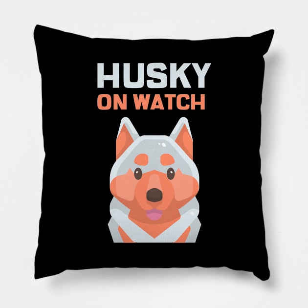 Husky On Watch Pillow by Jitesh Kundra