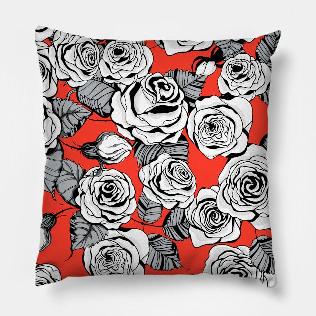 White roses pattern Pillow by katerinamk