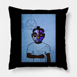 Joe NFT - Urban Elegance: Male Character with Street Mask and Blue Eyes Pillow