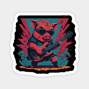 pig playing the guitar Magnet
