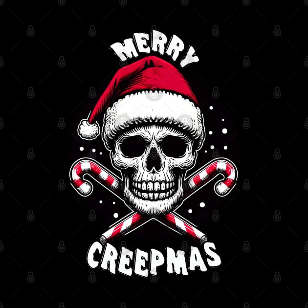 Christmas Skull and Crossed Candy Canes by MetalByte