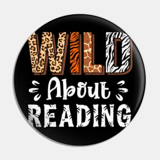 Wild About Reading Books Reader Lover Bookworm Librarian Pin