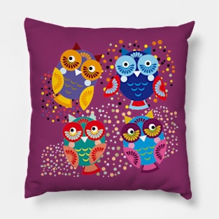 Bright colorful owls (2) Pillow