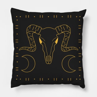 Golden ram skull Pillow