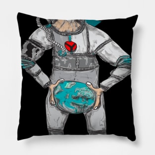 Astronaut with earth in hands Pillow