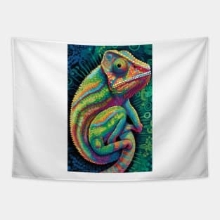 Reptile Lover and Lizard Lover Op Art Chameleon Tapestry