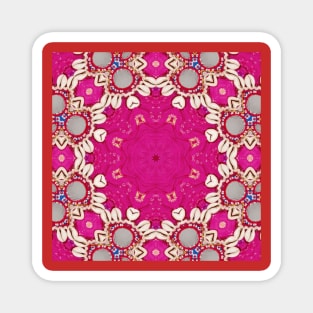 hippie chic bohemian indian pattern seashells pink fuschia mandala Magnet