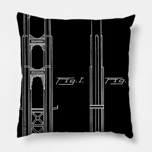 Highway Bridge Pier Vintage Patent Hand Drawing Pillow