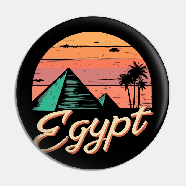 Retro sunset Egypt Pyramids - Vintage Travel Souvenir Pin by PrintSoulDesigns