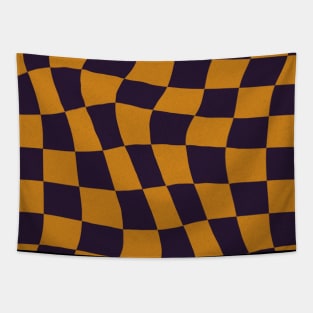 Groovy Waves and Squares - Yellow and Purple Tapestry