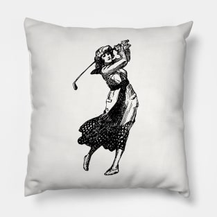 Vintage Female Golfer Pillow