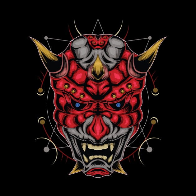 Red devil face illustration by AGORA studio